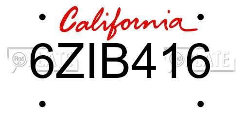 6ZIB416 California License Plate