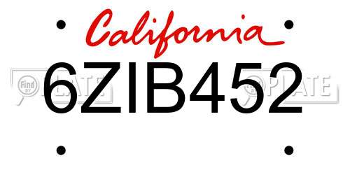 6ZIB452 California License Plate