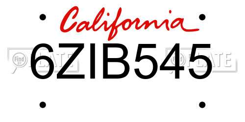 6ZIB545 California License Plate