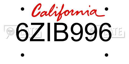 6ZIB996 California License Plate