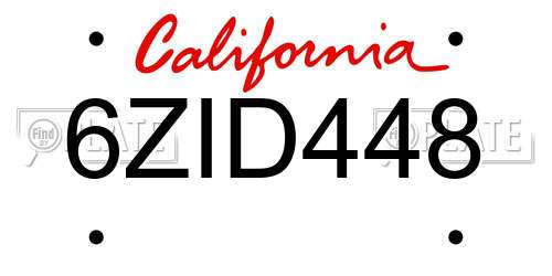 6ZID448 California License Plate