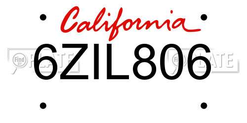 6ZIL806 California License Plate