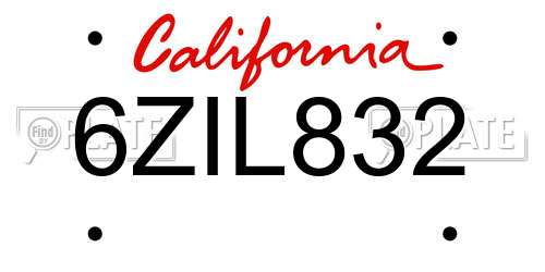 6ZIL832 California License Plate