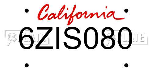 6ZIS080 California License Plate