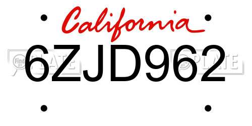 6ZJD962 California License Plate