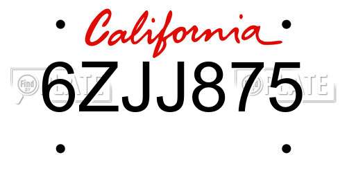6ZJJ875 California License Plate