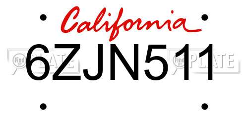 6ZJN511 California License Plate