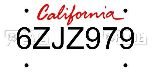 6ZJZ979 California License Plate