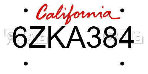6ZKA384 California License Plate