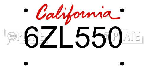 6ZL550 California License Plate