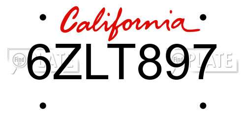6ZLT897 California License Plate