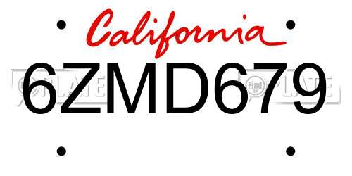 6ZMD679 California License Plate