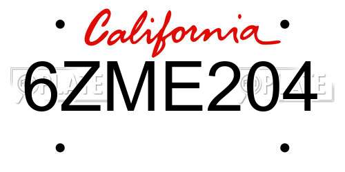 6ZME204 California License Plate