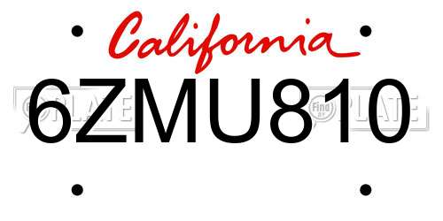 6ZMU810 California License Plate