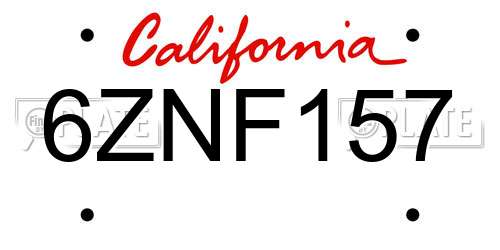 6ZNF157 California License Plate