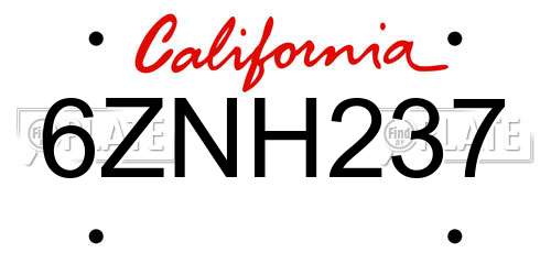 6ZNH237 California License Plate