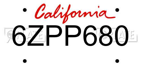 6ZPP680 California License Plate