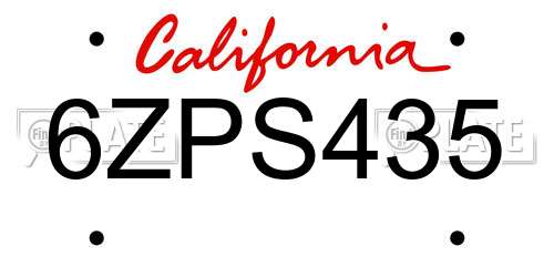 6ZPS435 California License Plate