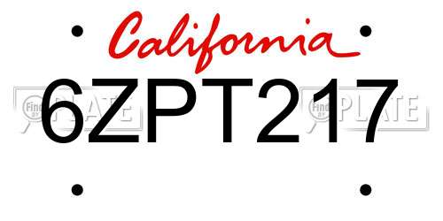 6ZPT217 California License Plate