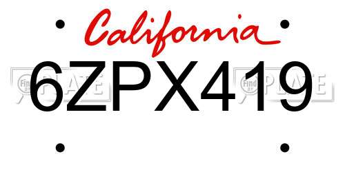 6ZPX419 California License Plate