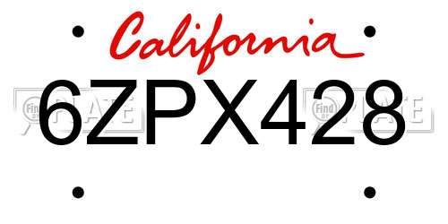 6ZPX428 California License Plate