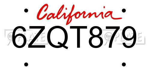 6ZQT879 California License Plate