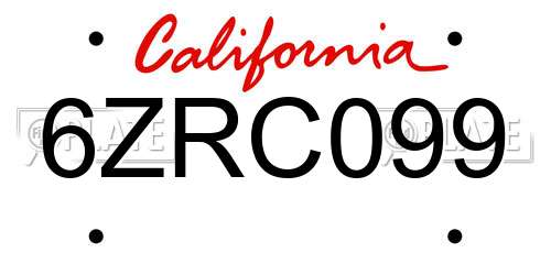 6ZRC099 California License Plate