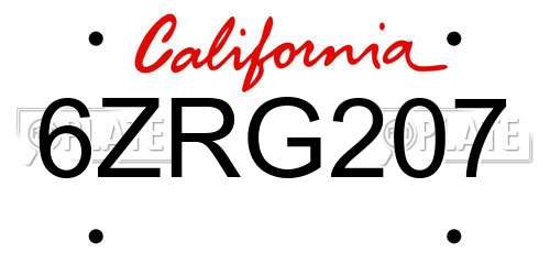 6ZRG207 California License Plate