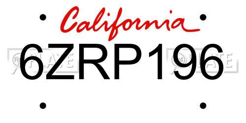 6ZRP196 California License Plate