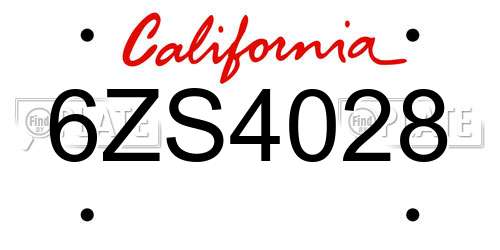6ZS4028 California License Plate