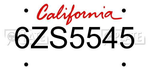 6ZS5545 California License Plate