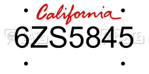 6ZS5845 California License Plate