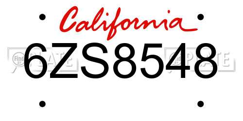 6ZS8548 California License Plate