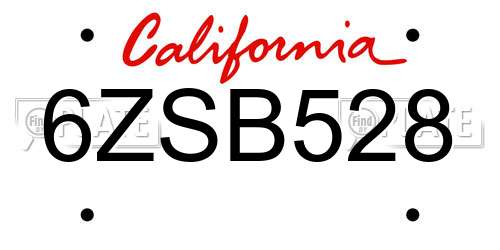 6ZSB528 California License Plate