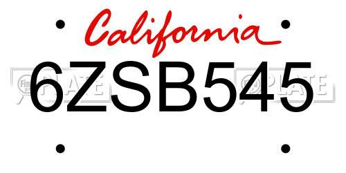 6ZSB545 California License Plate