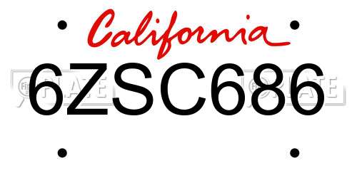6ZSC686 California License Plate