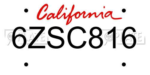 6ZSC816 California License Plate