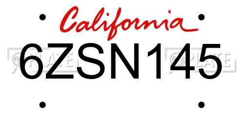 6ZSN145 California License Plate