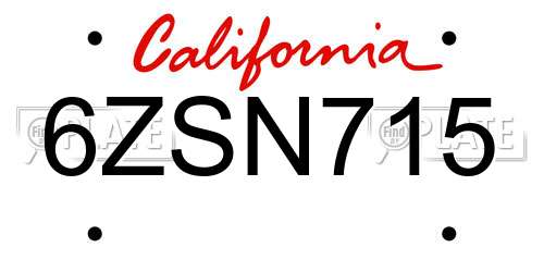6ZSN715 California License Plate