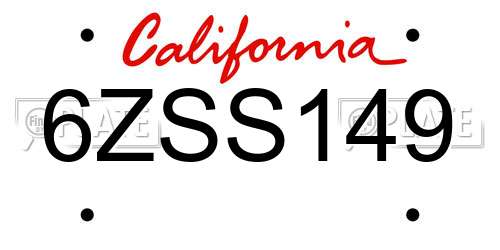 6ZSS149 California License Plate