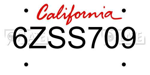 6ZSS709 California License Plate