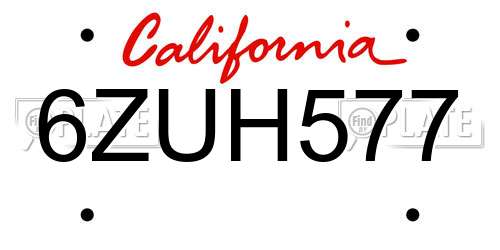 6ZUH577 California License Plate