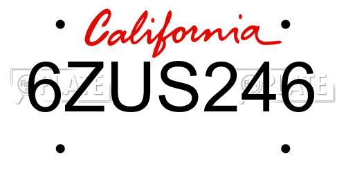 6ZUS246 California License Plate