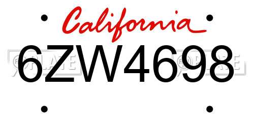 6ZW4698 California License Plate