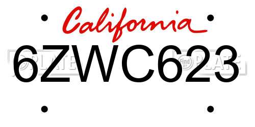 6ZWC623 California License Plate
