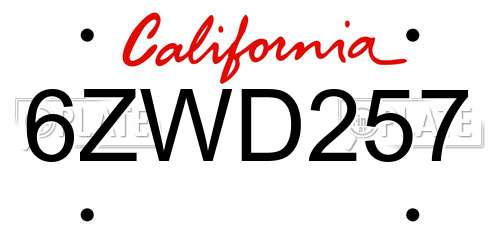 6ZWD257 California License Plate