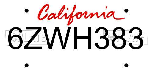 6ZWH383 California License Plate
