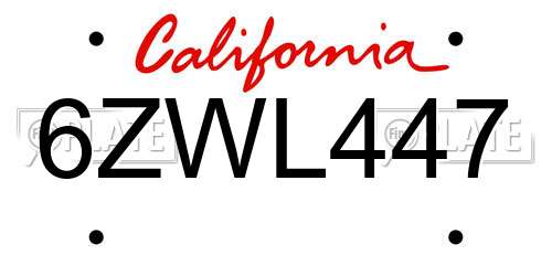 6ZWL447 California License Plate