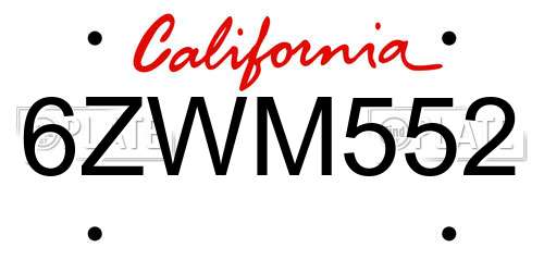 6ZWM552 California License Plate