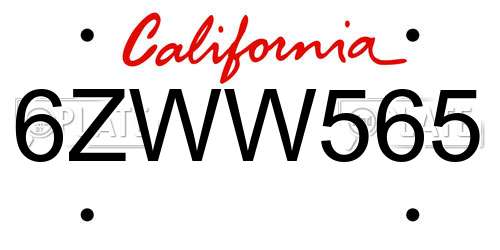 6ZWW565 California License Plate